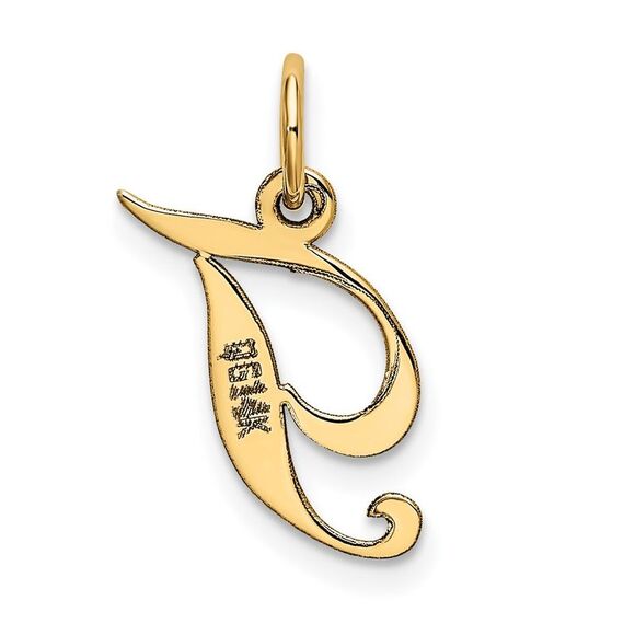 10k Yellow Gold Small Fancy Script Initial T Charm - Picture 4 of 4